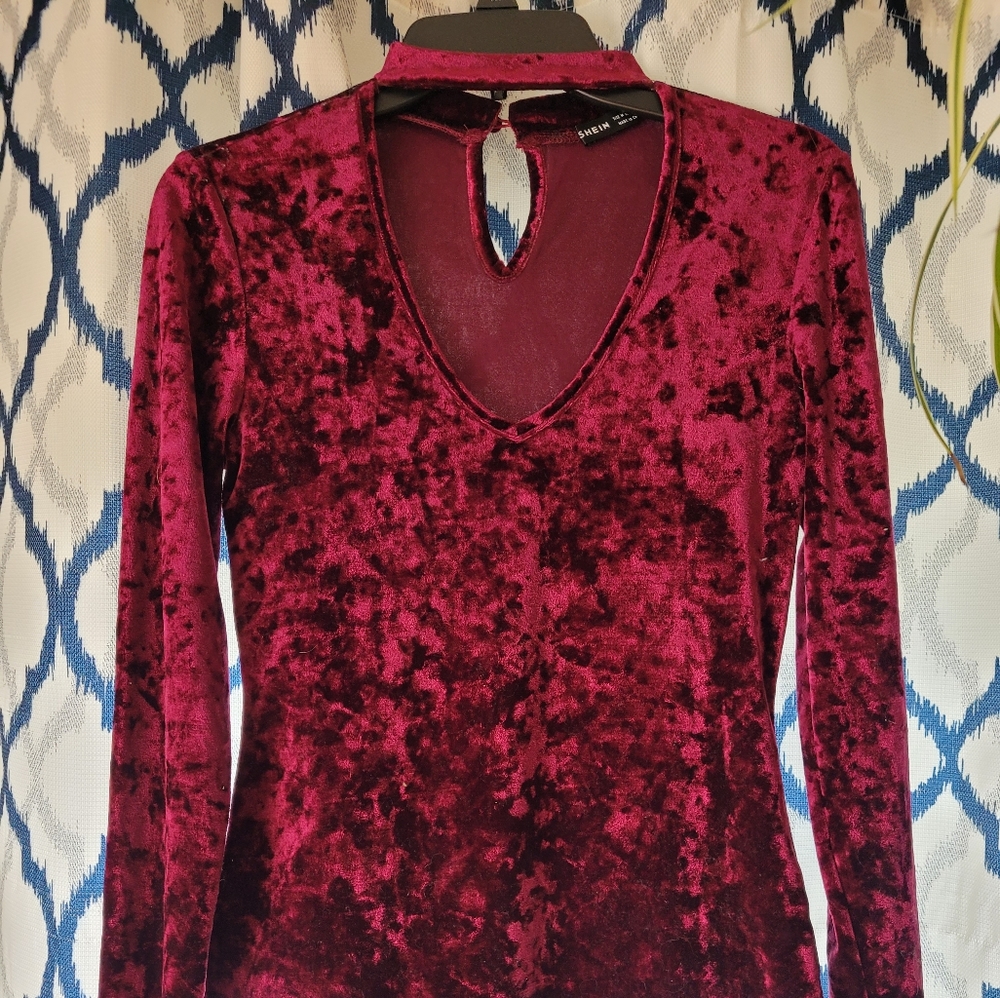 Red velvet body suit
